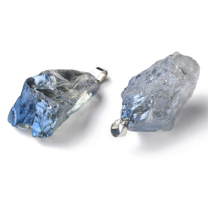 Natural Blue Quartz Crystal Pendant with bail - 1pcs - (2516)