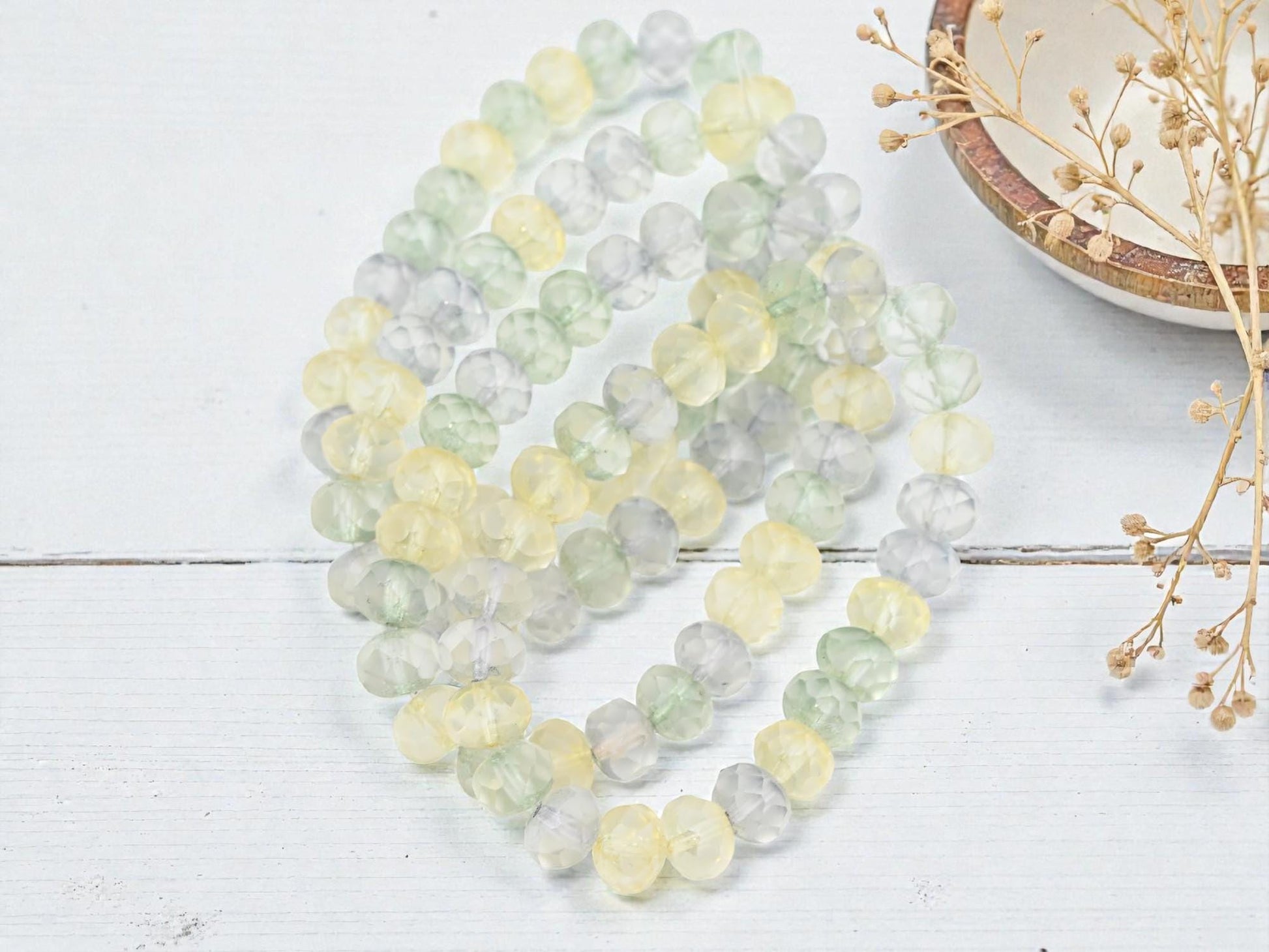 Czech Glass Beads - Rondelle Beads - Fire Polished Beads - Pastel Beads - 6x8mm - 25pcs - (A460)