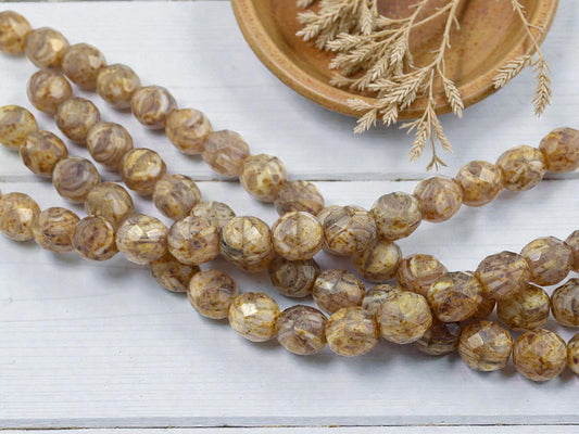 Picasso Beads - Czech Glass Beads - Large Czech Beads - Fire Polished Beads - Round Beads - Chunky Beads - 12mm - 17pcs - (2424)