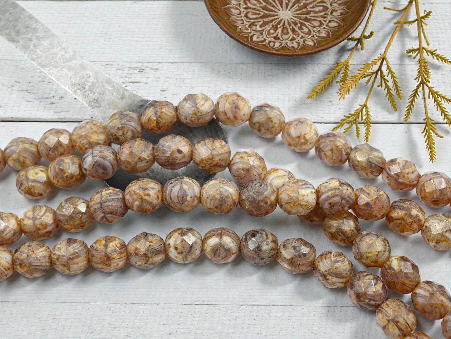 Picasso Beads - Czech Glass Beads - Large Czech Beads - Fire Polished Beads - Round Beads - Chunky Beads - 12mm - 17pcs - (2424)