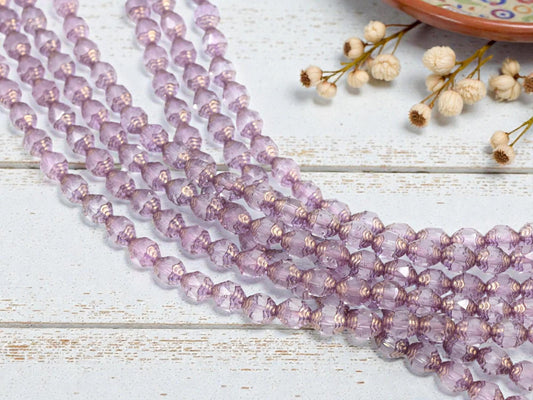 Czech Glass Beads - Cathedral Beads - Fire Polish Beads - Picasso Beads - Turbine Beads - 6x8mm - 25pcs - (B688)