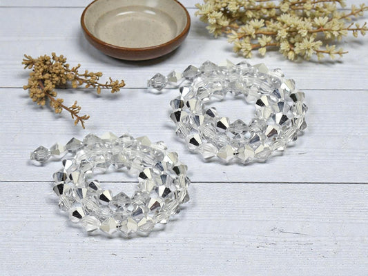 Electroplated Beads - Chinese Glass - Bicone Beads - Crystal Beads - 12" Strand - (A83)