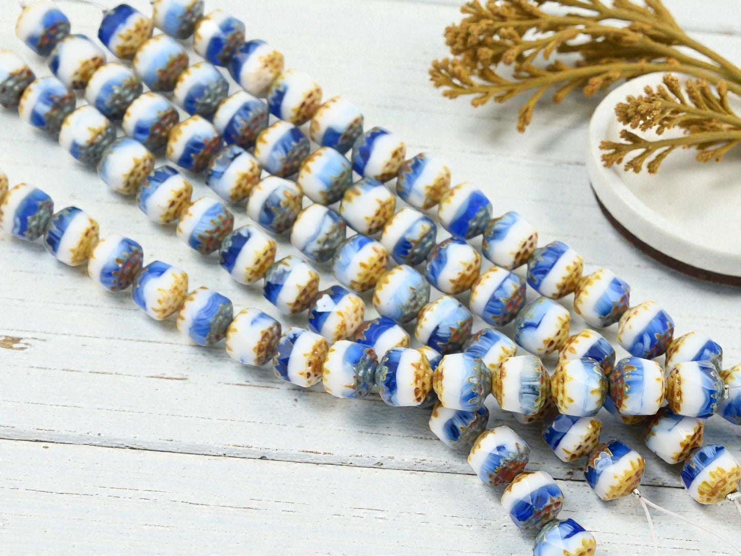 Czech Glass Beads - Cathedral Beads - Picasso Beads - Fire Polish Beads - 8mm - 15pcs - (1985)