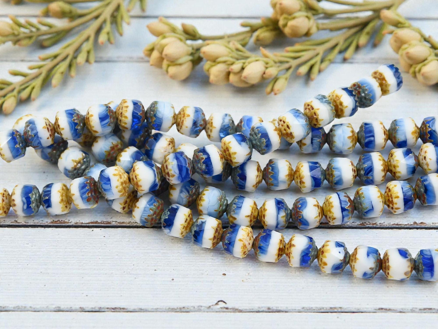 Czech Glass Beads - Cathedral Beads - Picasso Beads - Fire Polish Beads - 8mm - 15pcs - (1985)