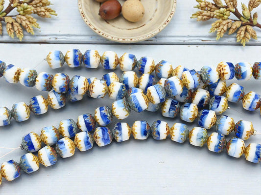 Czech Glass Beads - Cathedral Beads - Picasso Beads - Fire Polish Beads - 8mm - 15pcs - (1985)