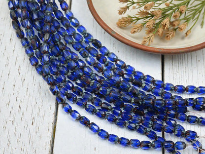 Picasso Beads - Czech Glass Beads - Fire Polished Beads - Oval Beads - 4x6mm - 25pcs - (4455)