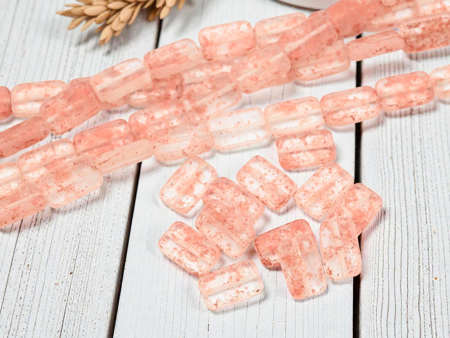 Czech Glass Table Cut Rectangle Crystal Copper Beads - 16x10mm - 12pcs - (4804)