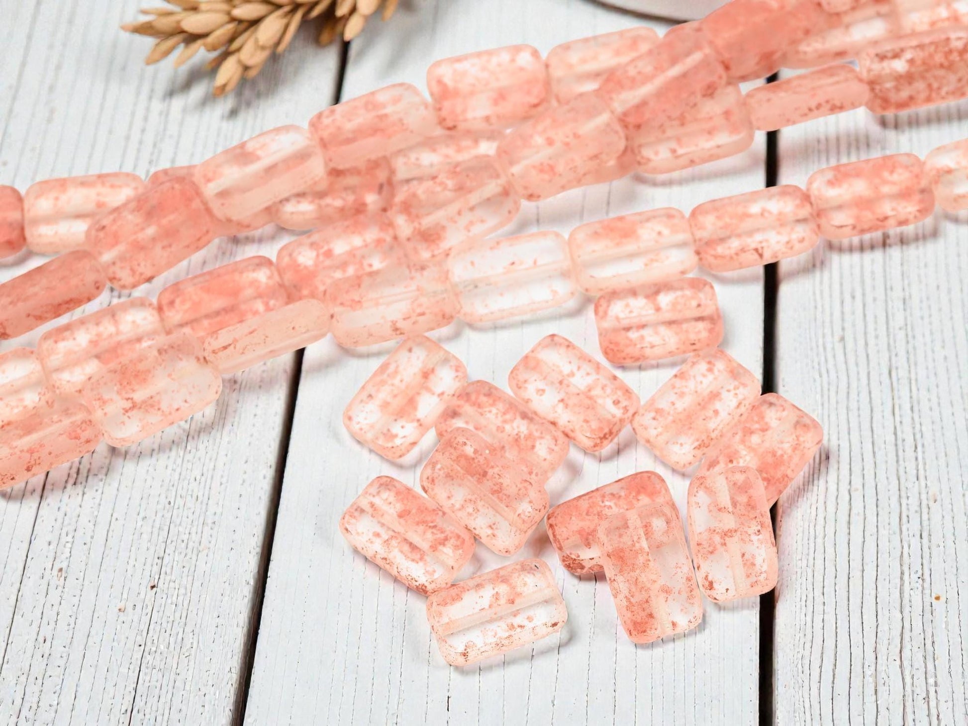 Czech Glass Table Cut Rectangle Crystal Copper Beads - 16x10mm - 12pcs - (4804)