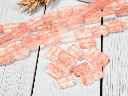 Czech Glass Table Cut Rectangle Crystal Copper Beads - 16x10mm - 12pcs - (4804)