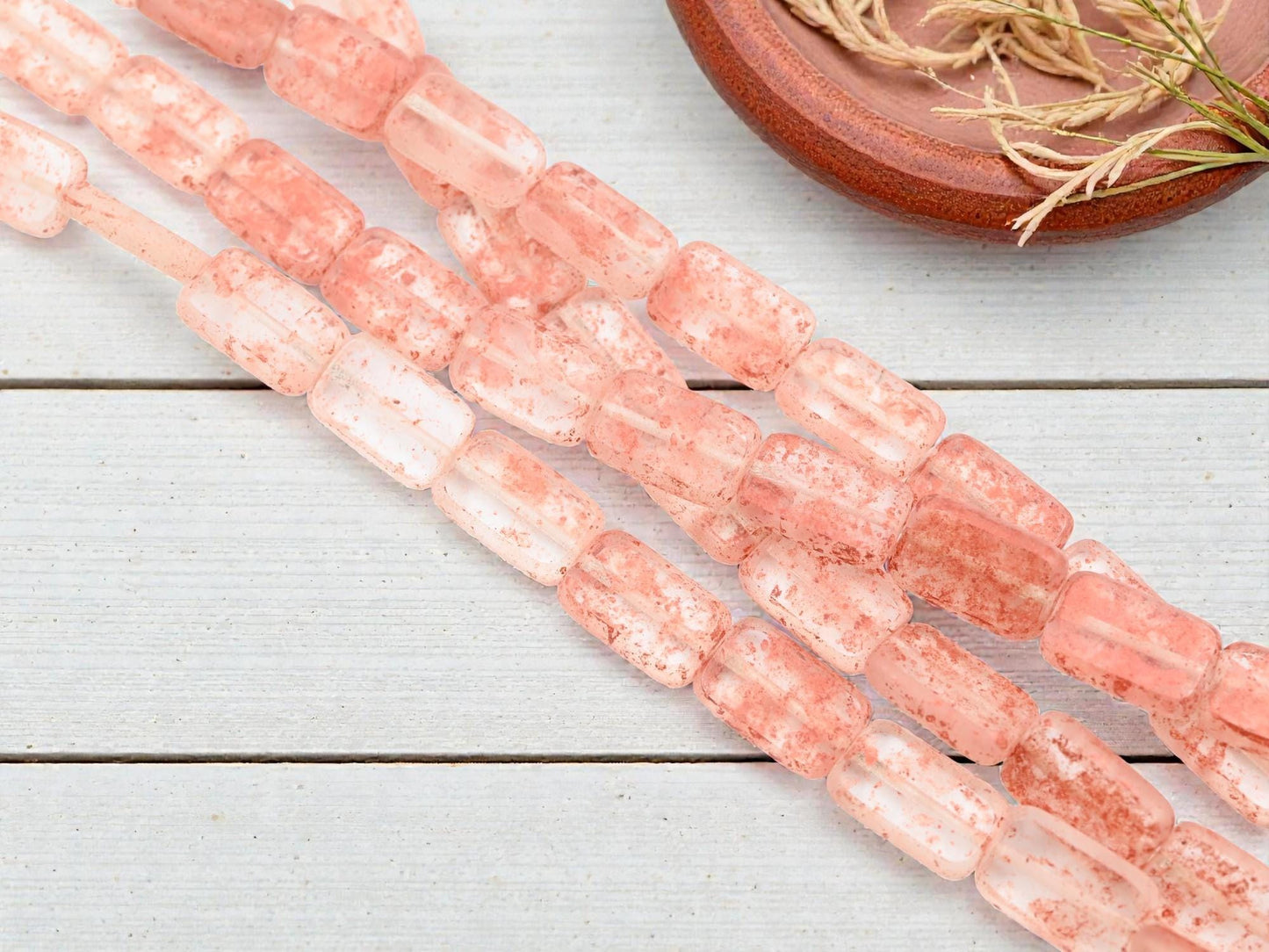 Czech Glass Table Cut Rectangle Crystal Copper Beads - 16x10mm - 12pcs - (4804)