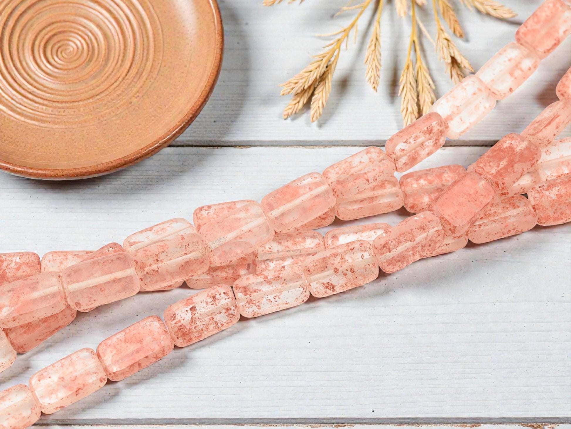 Czech Glass Table Cut Rectangle Crystal Copper Beads - 16x10mm - 12pcs - (4804)