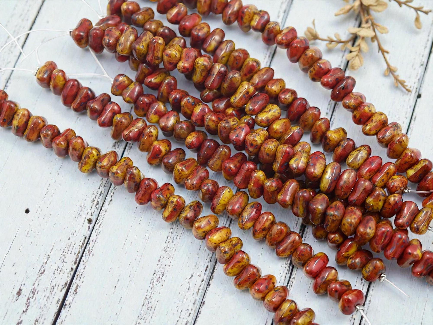 Picasso Beads - Czech Glass Beads - Rock Chip Beads - Nugget Beads - 5x7mm - 25pcs - (277)