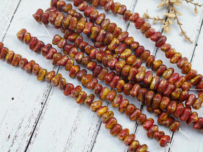 Picasso Beads - Czech Glass Beads - Rock Chip Beads - Nugget Beads - 5x7mm - 25pcs - (277)