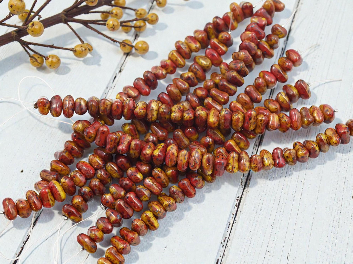 Picasso Beads - Czech Glass Beads - Rock Chip Beads - Nugget Beads - 5x7mm - 25pcs - (277)