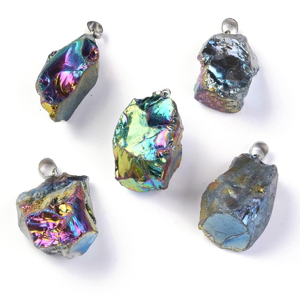 Natural Rough Raw Quartz Crystal Pendant with bail - 1pcs - (2122)