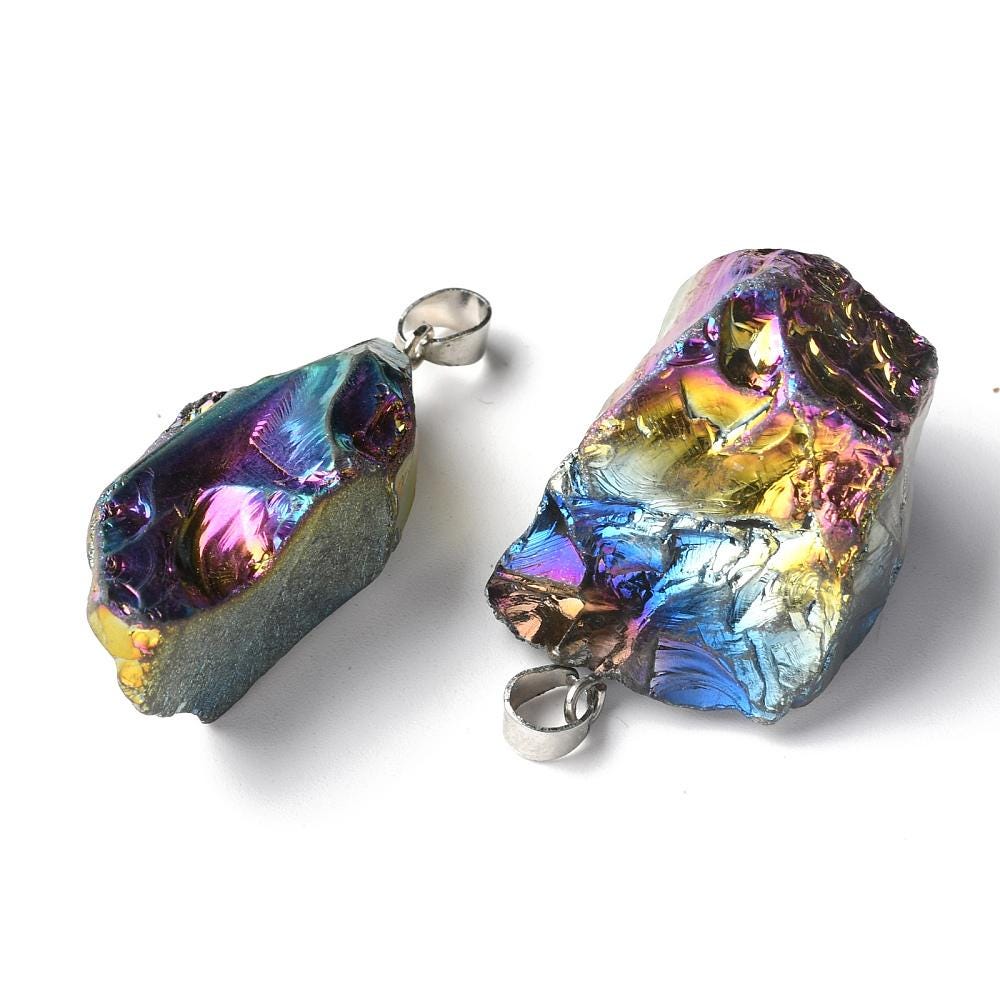 Natural Rough Raw Quartz Crystal Pendant with bail - 1pcs - (2122)