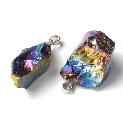 Natural Rough Raw Quartz Crystal Pendant with bail - 1pcs - (2122)