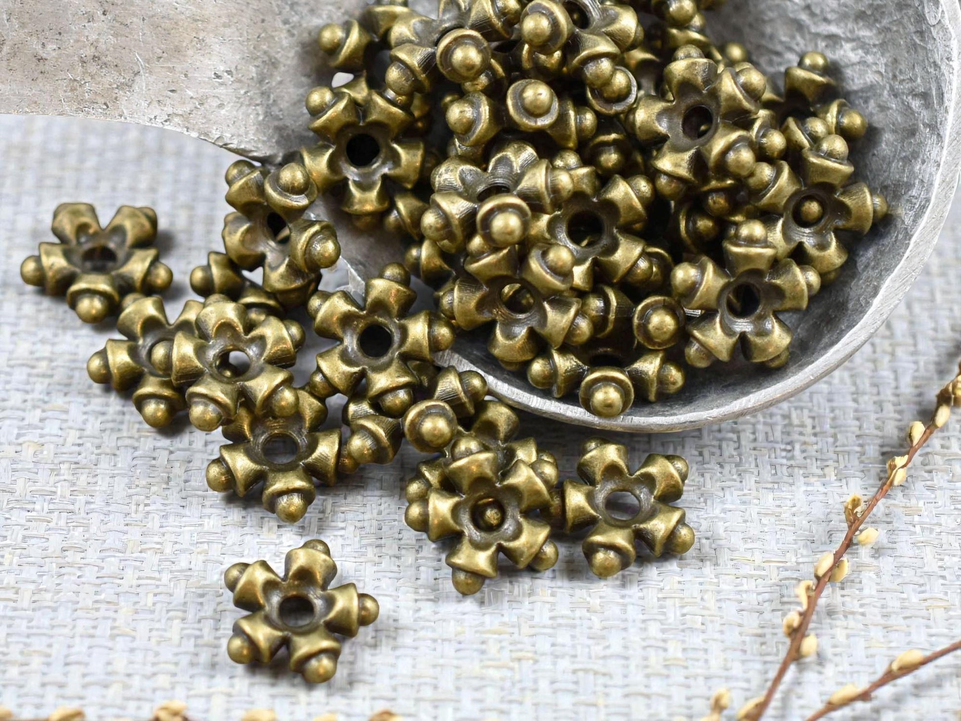 *50* 9mm Antique Bronze Star Spacer Beads