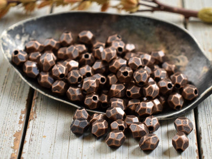 *300* 4x3mm Antique Copper Faceted Oval Spacer Beads