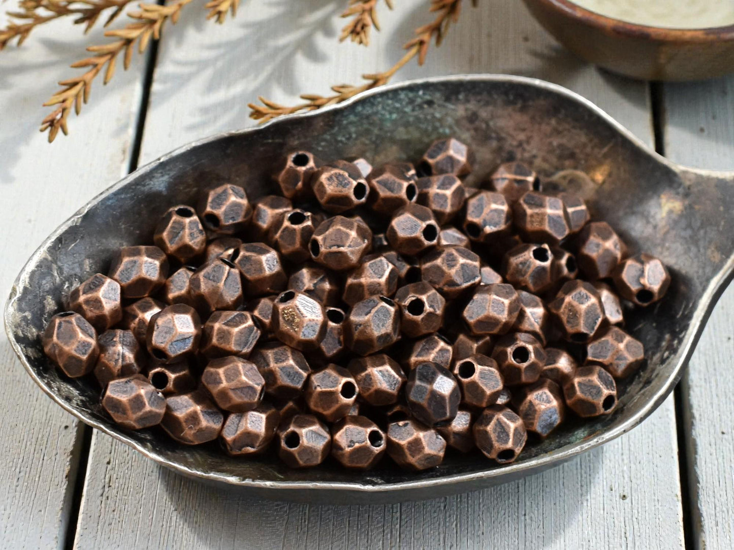 *300* 4x3mm Antique Copper Faceted Oval Spacer Beads