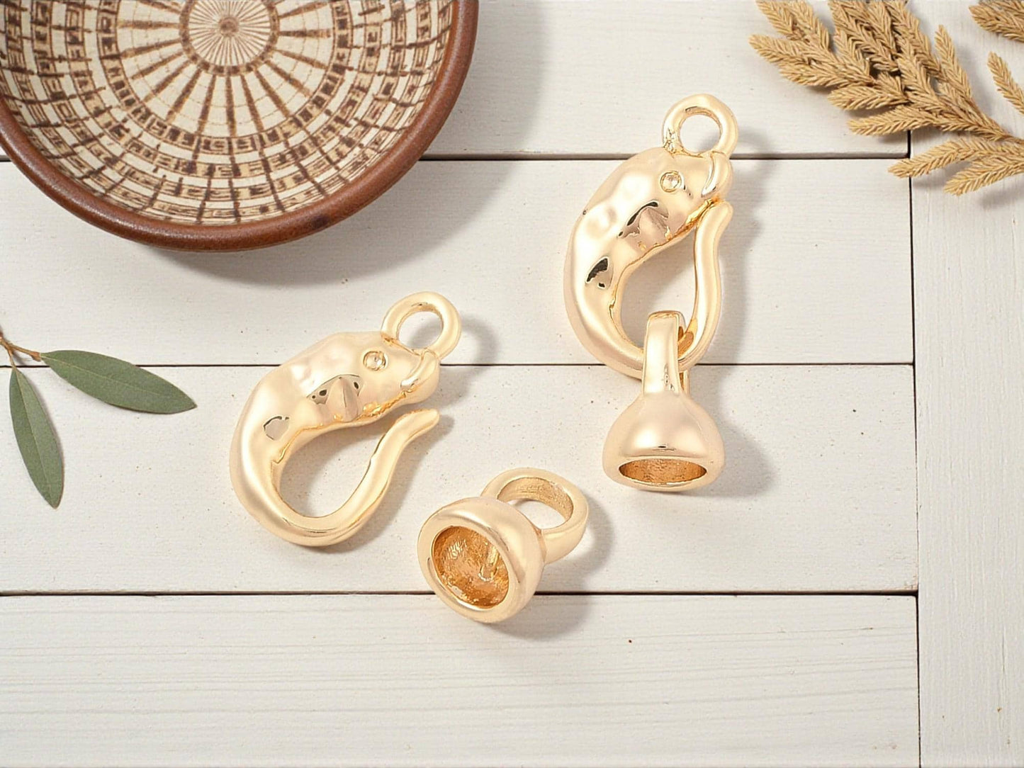 Metal Clasps - S Hook Clasp - Cord Ends - Gold Clasps - 5pcs - 10x20mm - (1449)