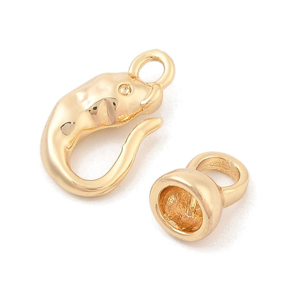 Metal Clasps - S Hook Clasp - Cord Ends - Gold Clasps - 5pcs - 10x20mm - (1449)