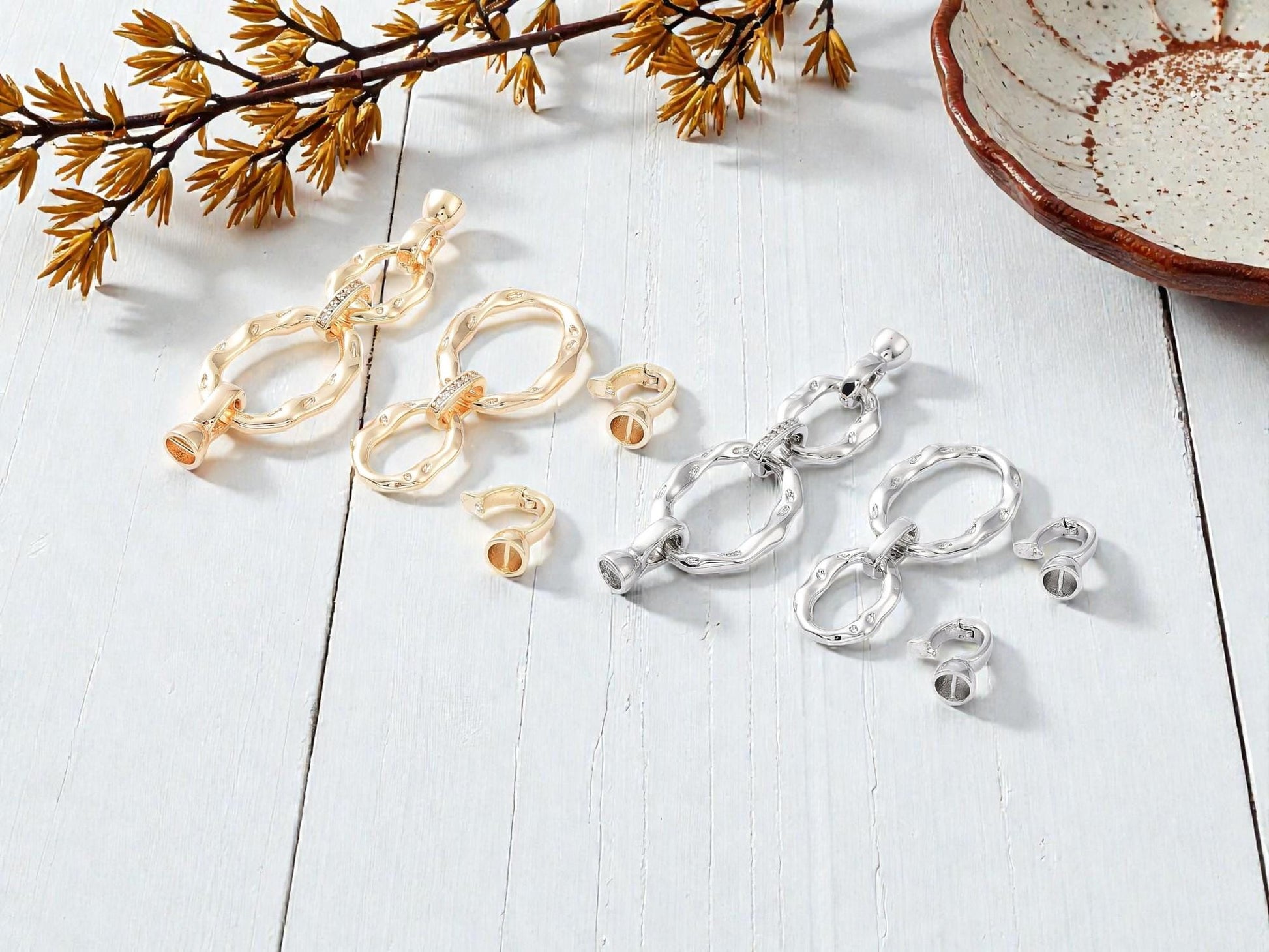 Metal Clasps - Fold Over Clasp - Snap Lock Clasp - Cord Ends - Gold Clasps - Silver Clasps - 1pcs - 54x17mm