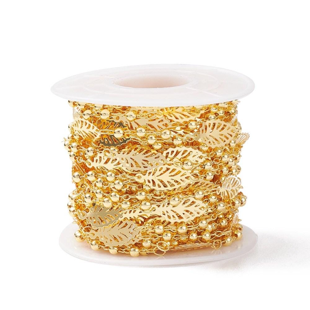 Gold Leaf Chain - 18k Gold Plated - Brass Chain - Sold by the foot - 16x8mm - (CH-G17)