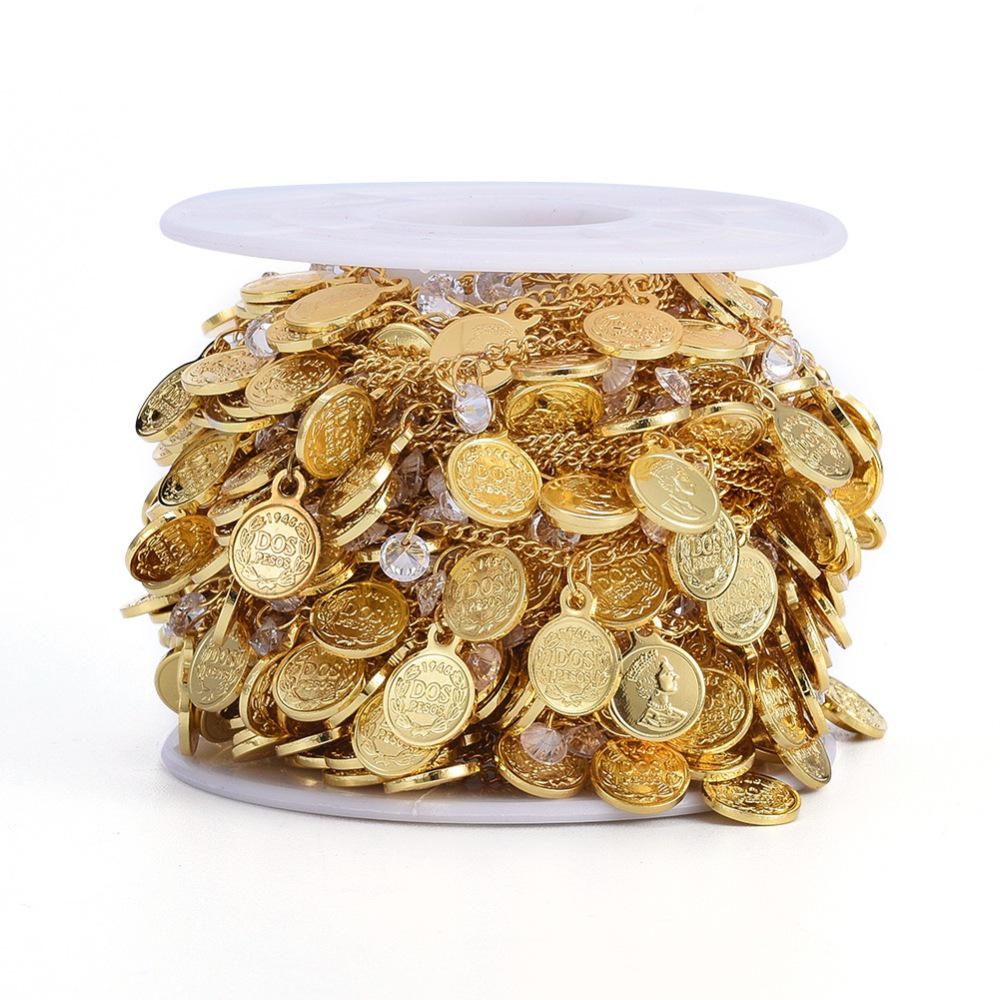 Roman Coin Gold Chain - 18k Gold Plated - Brass Chain - Sold by the foot - (CH-G18)