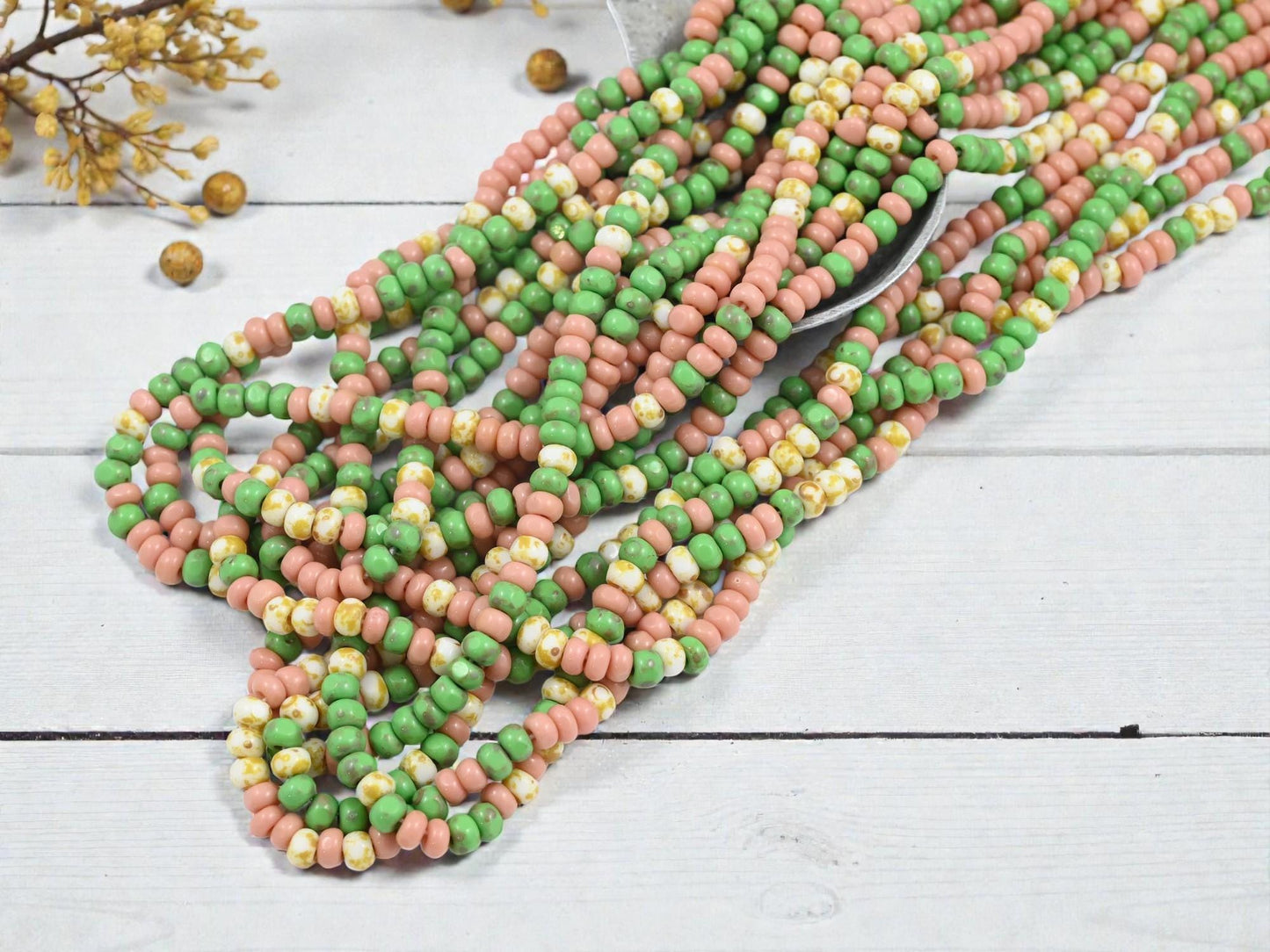 Seed Beads - Czech Glass Beads - Trica Beads - Czech Picasso Beads - Size 6 Beads - 20" Strand - (2035)