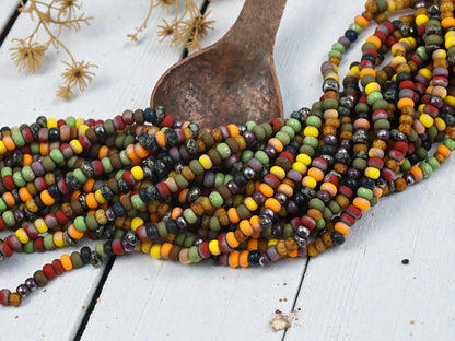 Picasso Seed Beads - Aged Picasso Beads - Czech Glass Beads - Size 5 Seed Beads - 5/0 - 20" Strand - (3093)