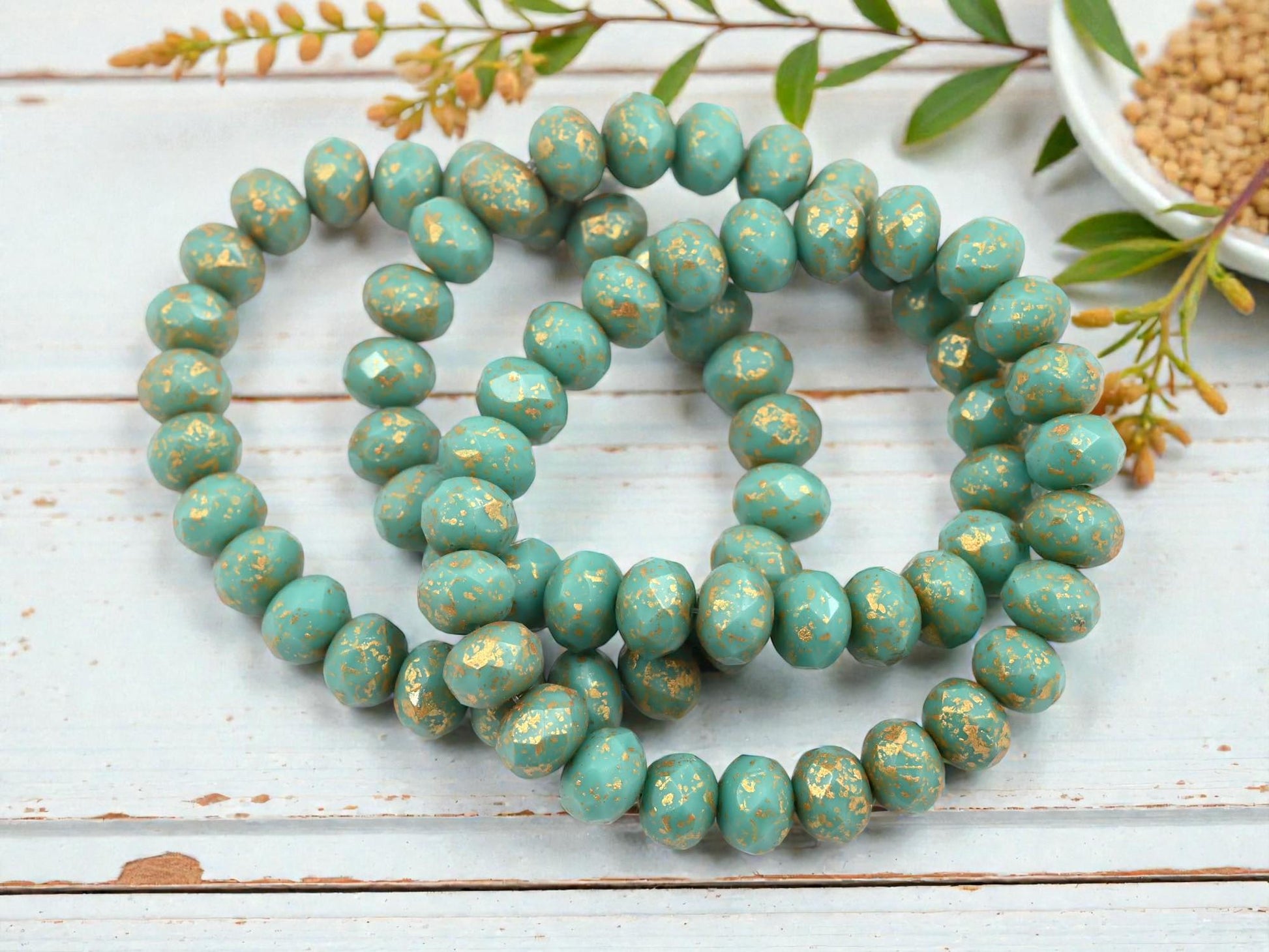 Czech Glass Beads - Rondelle Beads - Picasso Beads - Fire Polished Beads - 6x9mm - 25pcs - (A480)