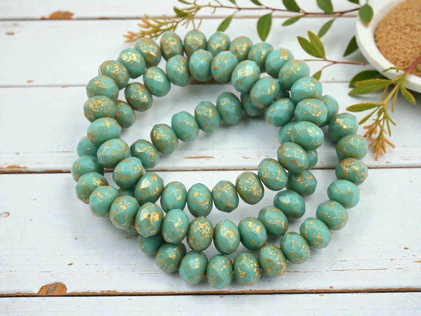 Czech Glass Beads - Rondelle Beads - Picasso Beads - Fire Polished Beads - 6x9mm - 25pcs - (A480)