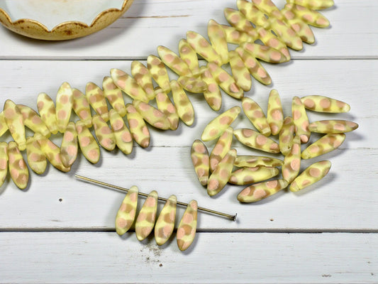 Czech Glass Beads - Dagger Beads - 5x16mm Dagger - Picasso Beads - 50pcs - (B787)