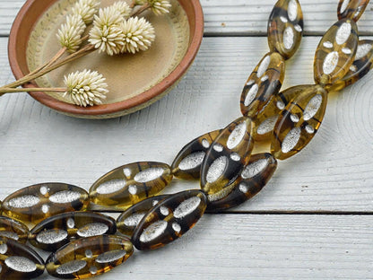 *10* 20x9mm Silver Washed Root Beer Topaz Marquise Oval Beads