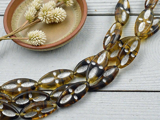 *10* 20x9mm Silver Washed Root Beer Topaz Marquise Oval Beads