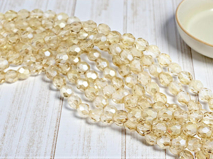 Czech Glass Beads - Fire Polished Beads - Champagne Luster - Round Beads - 7mm - 29pcs - (230)