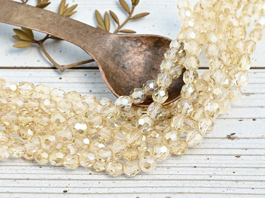 Czech Glass Beads - Fire Polished Beads - Champagne Luster - Round Beads - 7mm - 29pcs - (230)