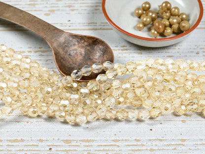 Czech Glass Beads - Fire Polished Beads - Champagne Luster - Round Beads - 7mm - 29pcs - (230)