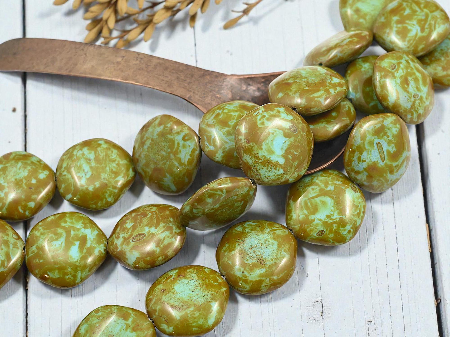 Czech Glass Beads - Picasso Beads - Old Stock Beads - Organic Beads - 24mm - 8pcs - (B813)