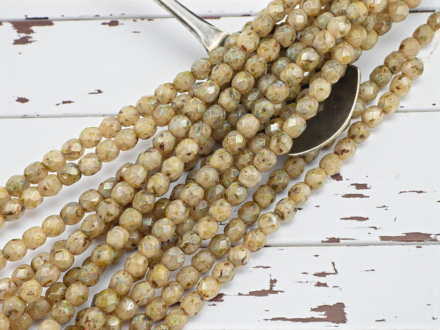 Picasso Beads - Czech Glass Beads - Round Beads - Fire Polished Beads - 25pcs - 5mm - (1694)