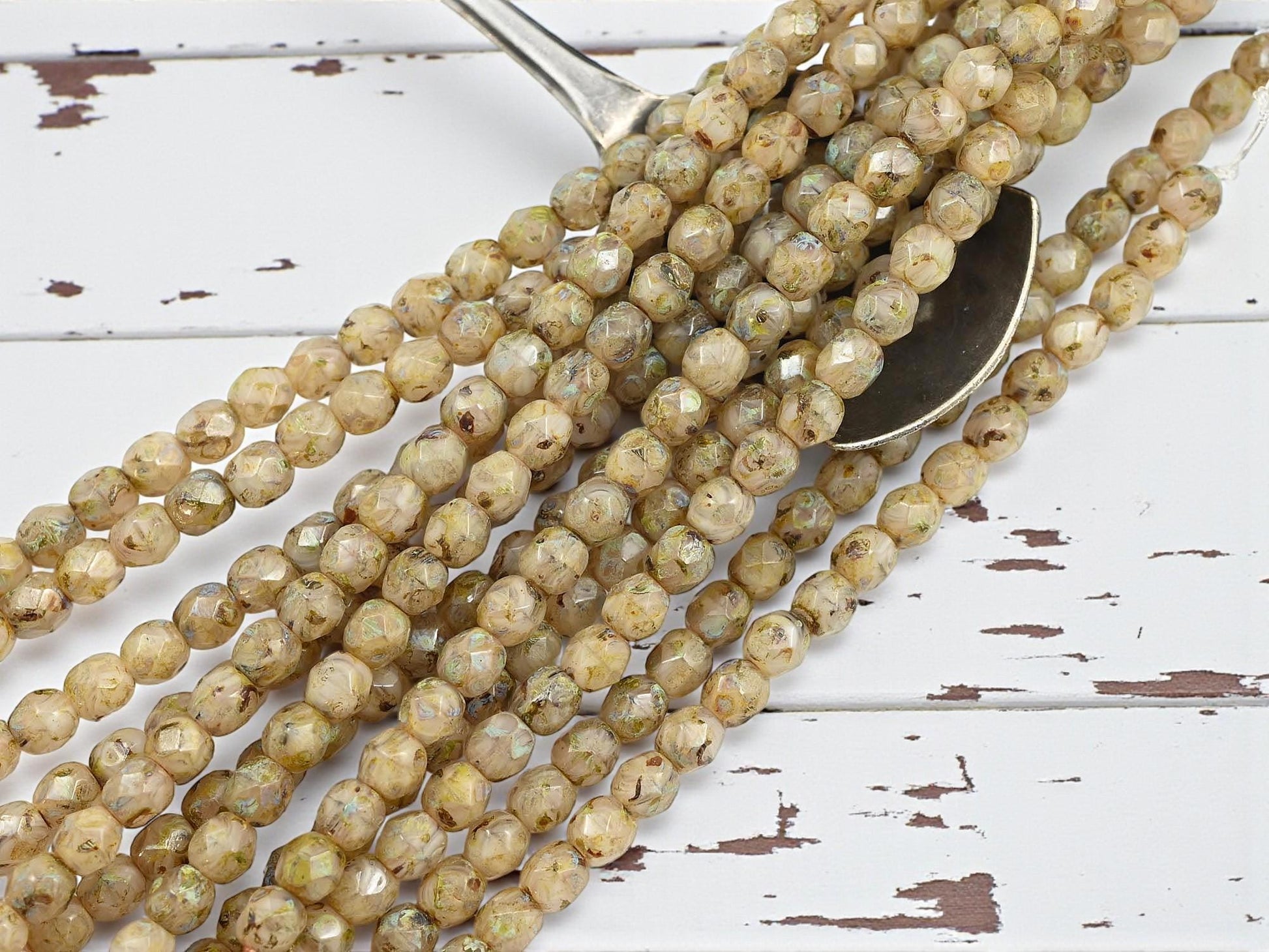 Picasso Beads - Czech Glass Beads - Round Beads - Fire Polished Beads - 25pcs - 5mm - (1694)