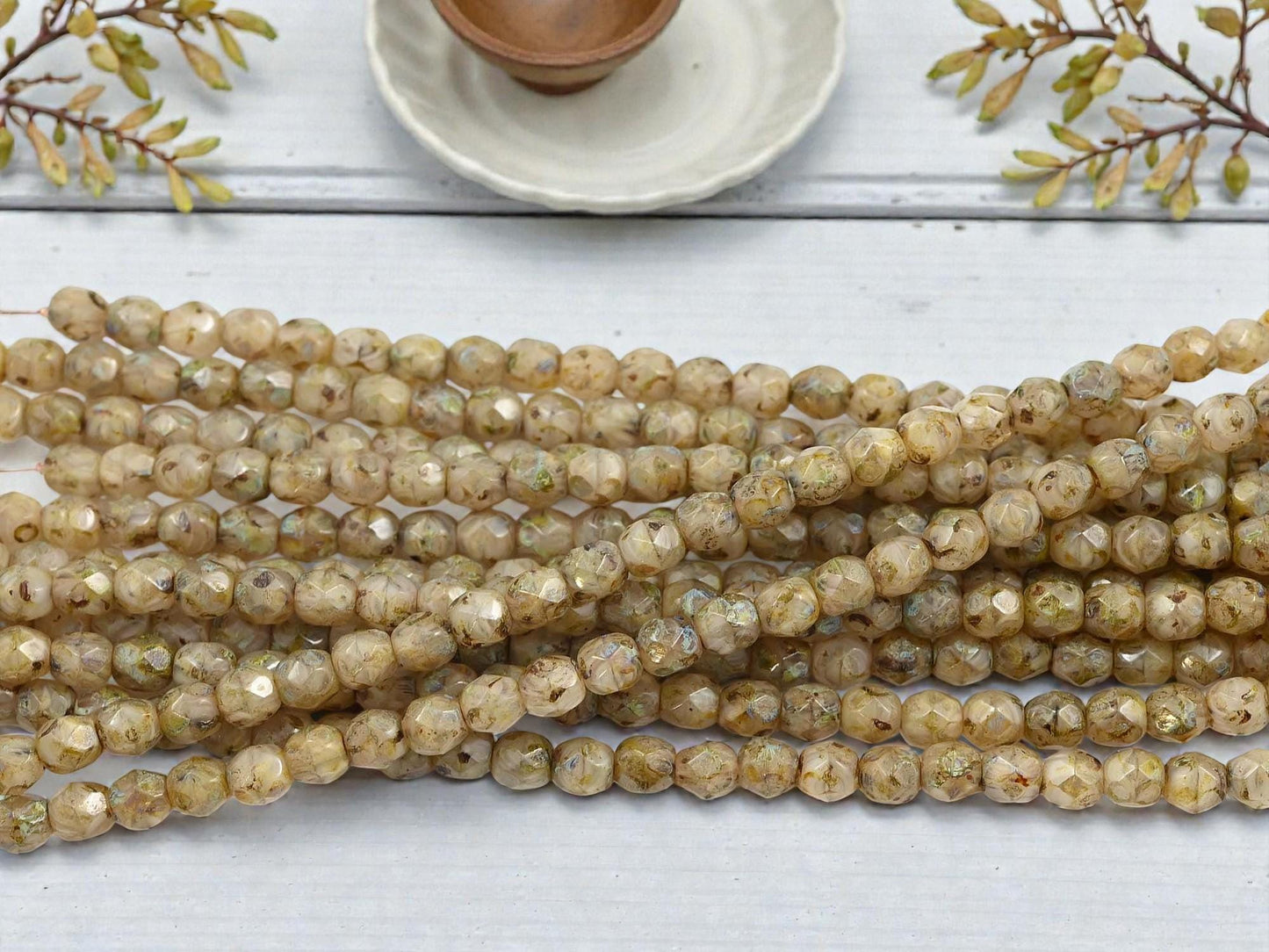 Picasso Beads - Czech Glass Beads - Round Beads - Fire Polished Beads - 25pcs - 5mm - (1694)