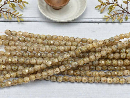 Picasso Beads - Czech Glass Beads - Round Beads - Fire Polished Beads - 25pcs - 5mm - (1694)