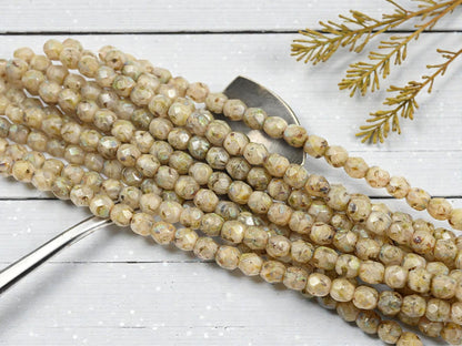 Picasso Beads - Czech Glass Beads - Round Beads - Fire Polished Beads - 25pcs - 5mm - (1694)