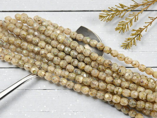 Picasso Beads - Czech Glass Beads - Round Beads - Fire Polished Beads - 25pcs - 5mm - (1694)