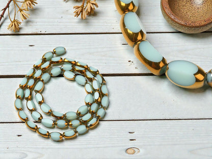 Table Cut Beads - Glass Beads - Electroplated Glass - 5x7mm - 14" Strand - (5866)