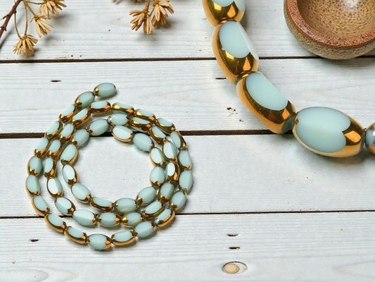 Table Cut Beads - Glass Beads - Electroplated Glass - 5x7mm - 14" Strand - (5866)