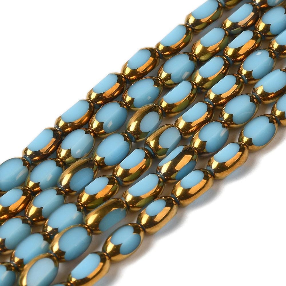 Table Cut Beads - Glass Beads - Electroplated Glass - 5x7mm - 14" Strand - (2959)