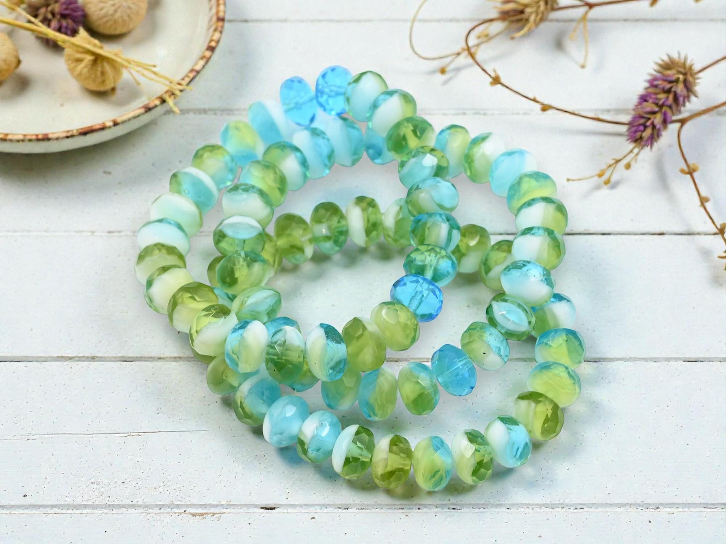 Czech Glass Beads - Rondelle Beads - Fire Polished Beads - 6x8mm - 25pcs - (A486)